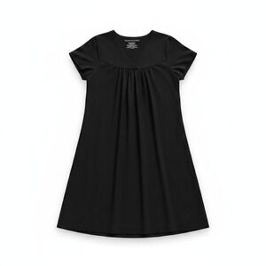Fishers Finery Black Organic Cotton Modal Nightgown‎ V-Neck Sleep Dress Large